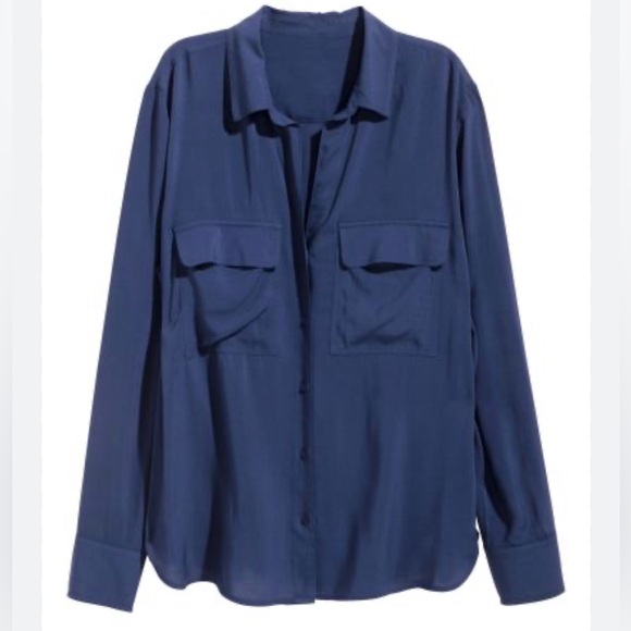 NEW Navy Blue Viscose Shirt Size 6 - Picture 2 of 4